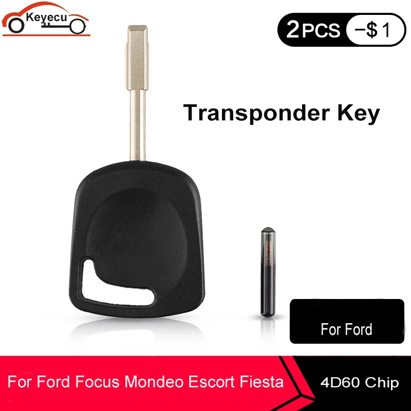 Запасной ключ транспондер KEYECU с чипом 4D60 для Ford Focus Mondeo Escort Fiesta Transit Fusion Uncut FO21