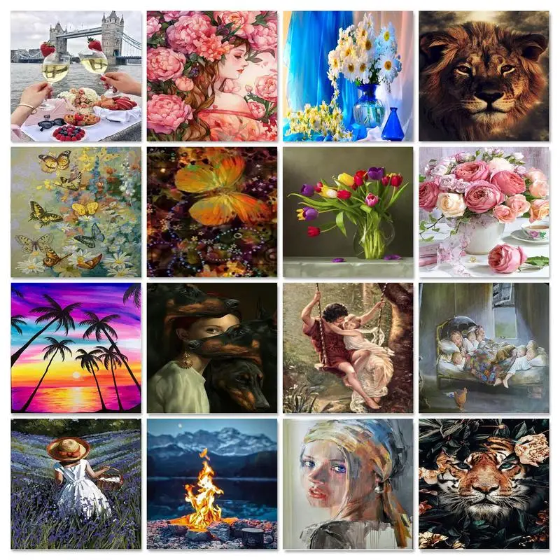 

DIY Coloring By Numbers Landscape Handpainted Gift Unframe Oil Painting By Numbers Flower Home Decoration Clearance Item