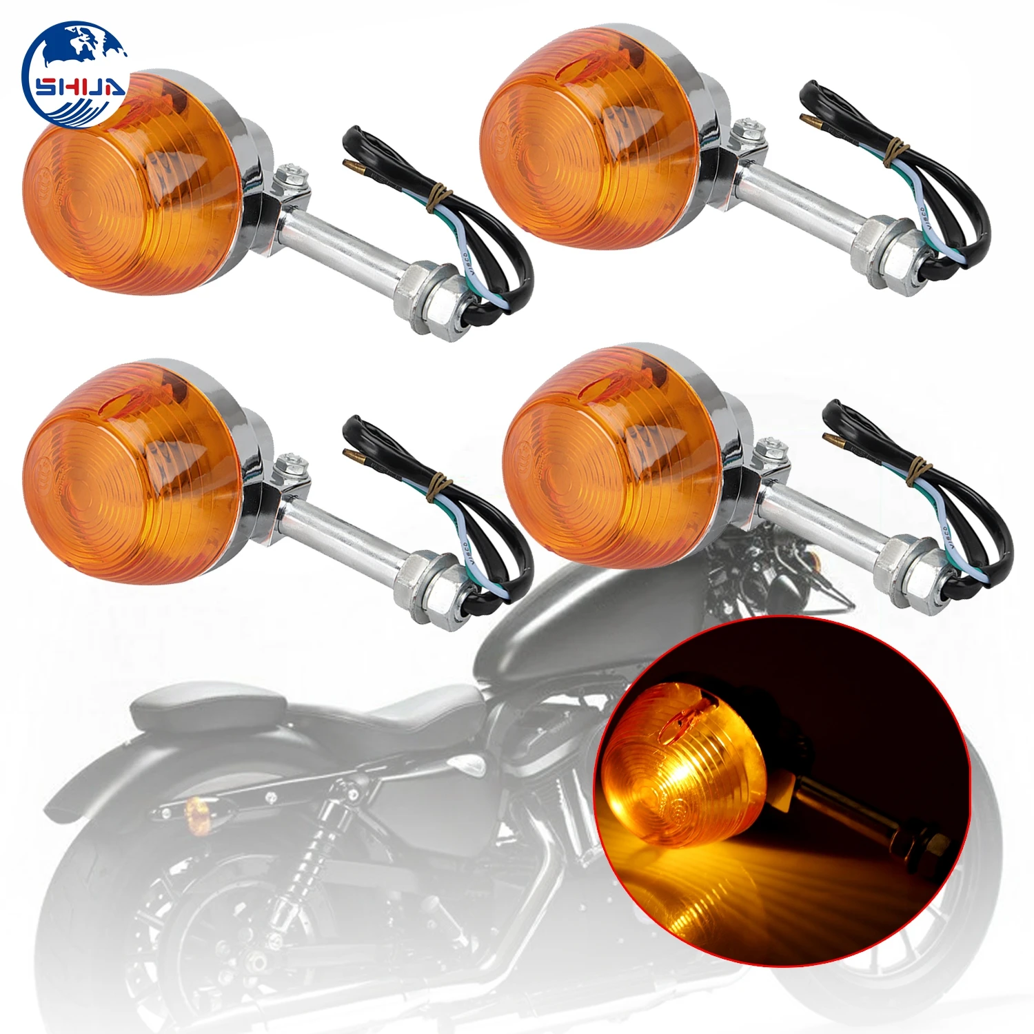 4 шт. мотоцикл 10 мм поворотник Световые индикаторы Amber для Harley Dyna Sportster Honda Yamaha