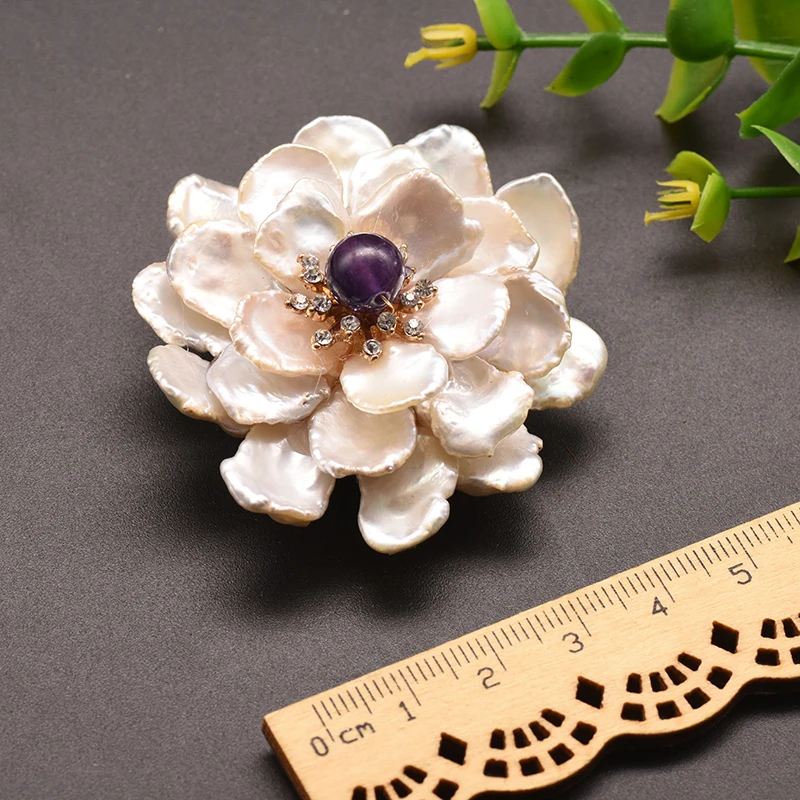 GLSEEVO натуральный пресноводный барокко Жемчуг цветок брошь Femme Bijoux аметист, Агат Броши для женщин двойного назначения ювелирные изделия GO0100