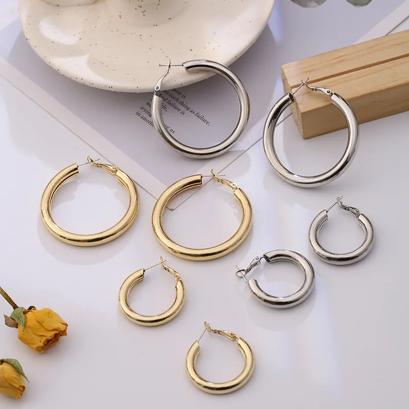 Большие маленькие круглые серьги кольца для женщин женские модные