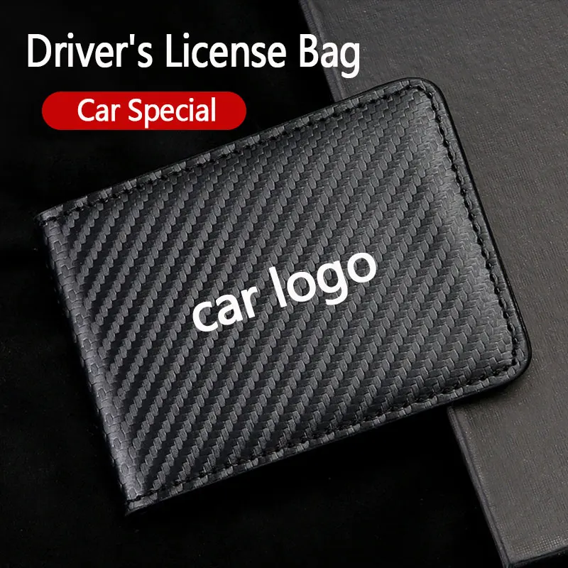 

Carbon fiber skin texture Driver License Holder Card Bag for Cadillac ATS XTS CTS SRS BLS DTS XT5 Escalade Seville Tiburon