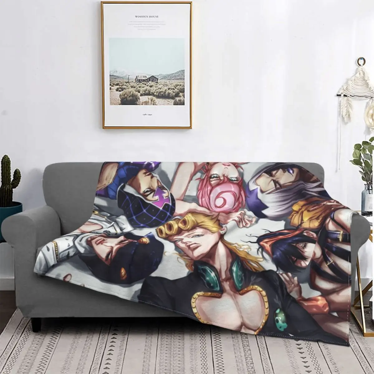 

Jojo's Bizarre Adventure Blankets Coral Fleece Plush Anime Dio Brando Joestar Joseph Throw Blanket for Sofa Bedroom Rug Piece