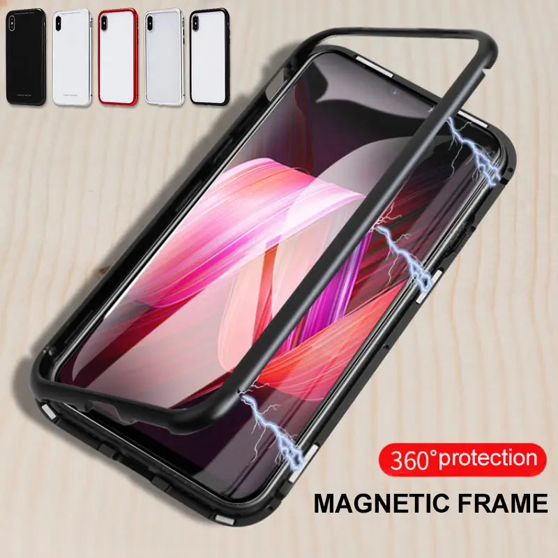 Metal Magnetic Adsorption Glass Case For iphonex Phone Cover Tempered Full Protective | Мобильные телефоны и аксессуары