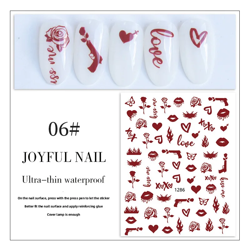 

1PC Blue Love Heart 3D Nail Sticker Decals Klein Blue Blaze Transfer Sticker Sliders Accesoires For Manicures DIY Decoration