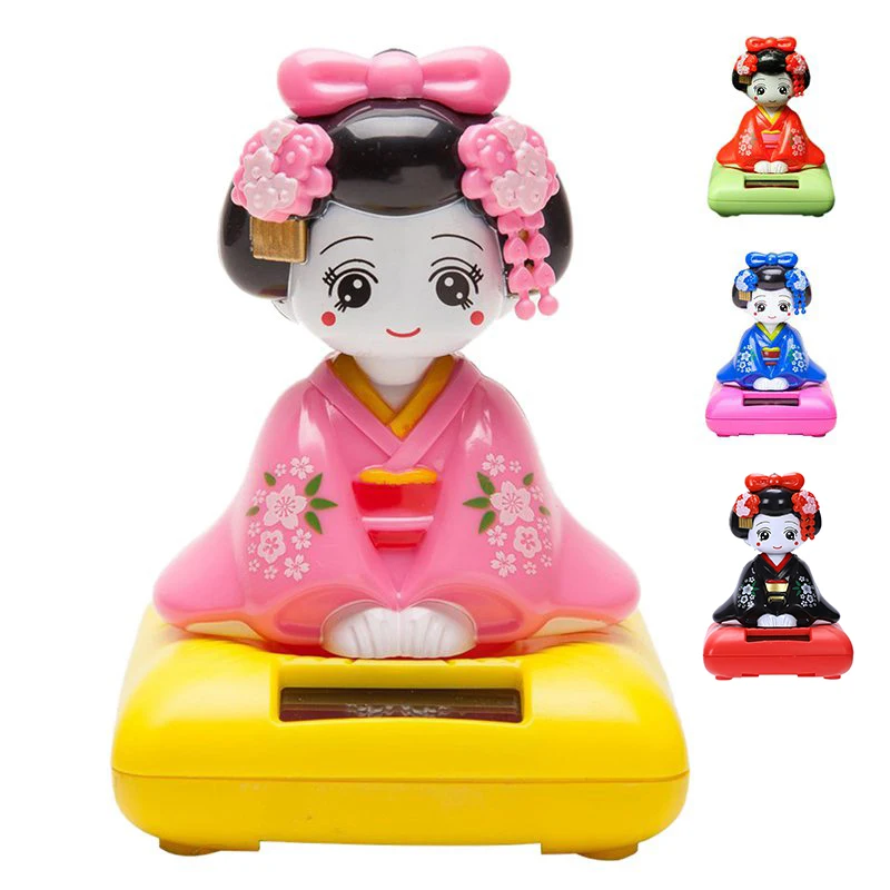 

Solar Powered Bobblehead Toy Figure, Japanese Kimono Maiko Geisha - Black