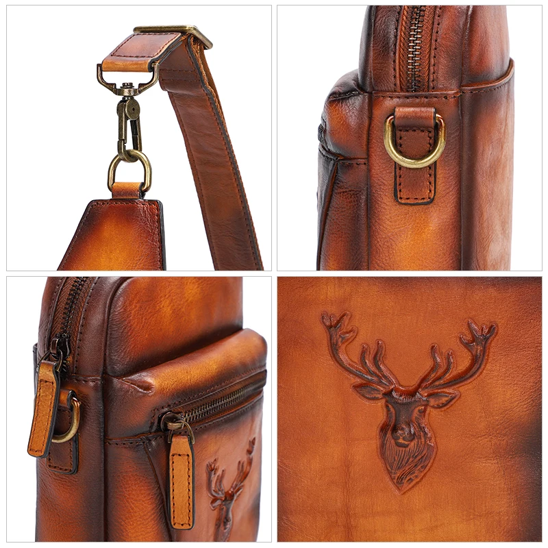 

Cowboy style fashion genuine leather men chest bag