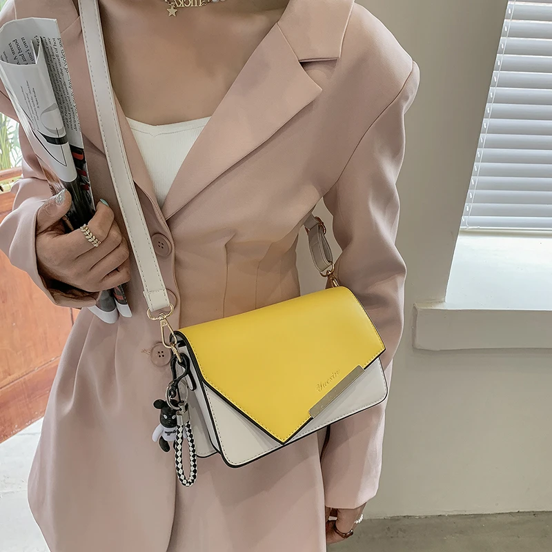 

Contrast Color Leather Crossbody Bags For Women 2021Travel Handbag Fashion Simple Shoulder Simple Bag Ladies Cross Body Bag