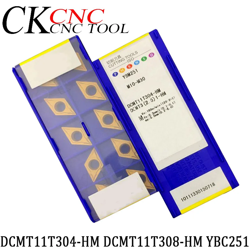 10 шт DCMT11T304 HM YBC251 DCMT11T308 высококачественный токарный станок с ЧПУ карбидная