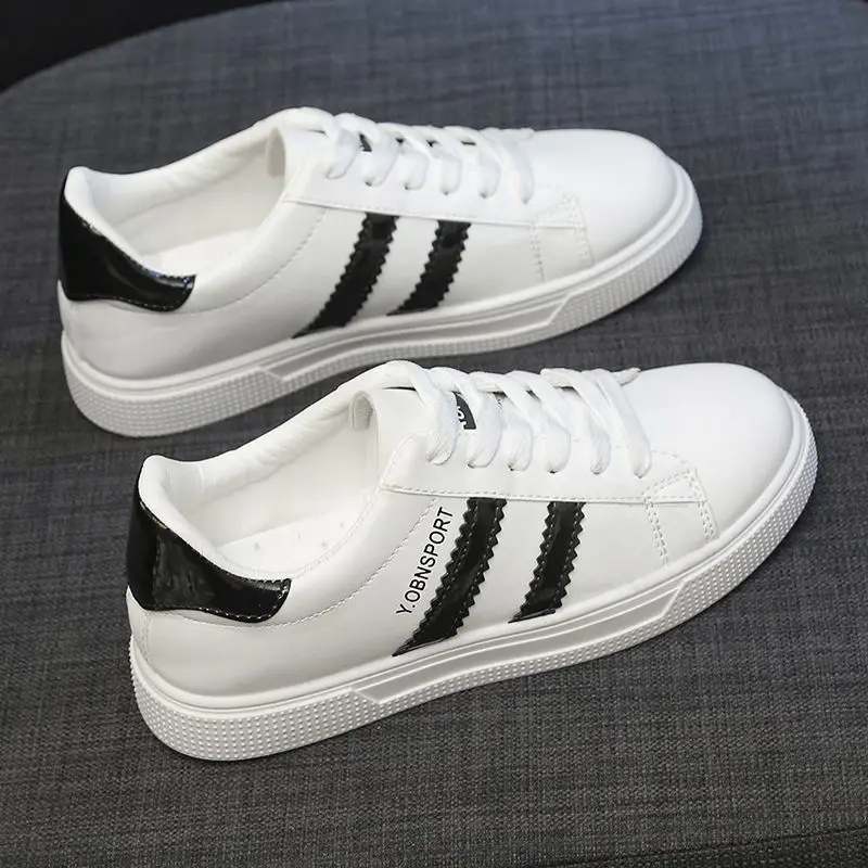 

QWEEK Women 2021 White Running Casual Flat Korean Sports Sneakers Canvas Shoes Platform Autumn Spring Rubber Vulcanize Basket