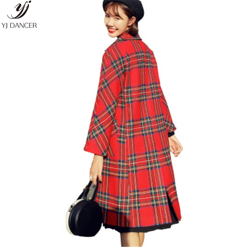 Woolen Coat Female Autumn And Winter New 2018 Plaid In The Long Section Of Large Size Was Thin H0289|Женские пальто| |
