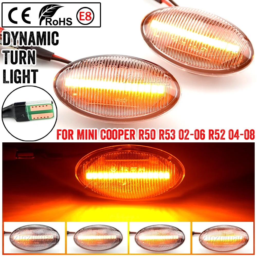 

Динамические боковые габаритные огни для Mini Cooper, ретрансляторные лампы для Mini Cooper R50, R52, R53, 2002, 2003, 2004, 2005, 2006, 2007, 2008