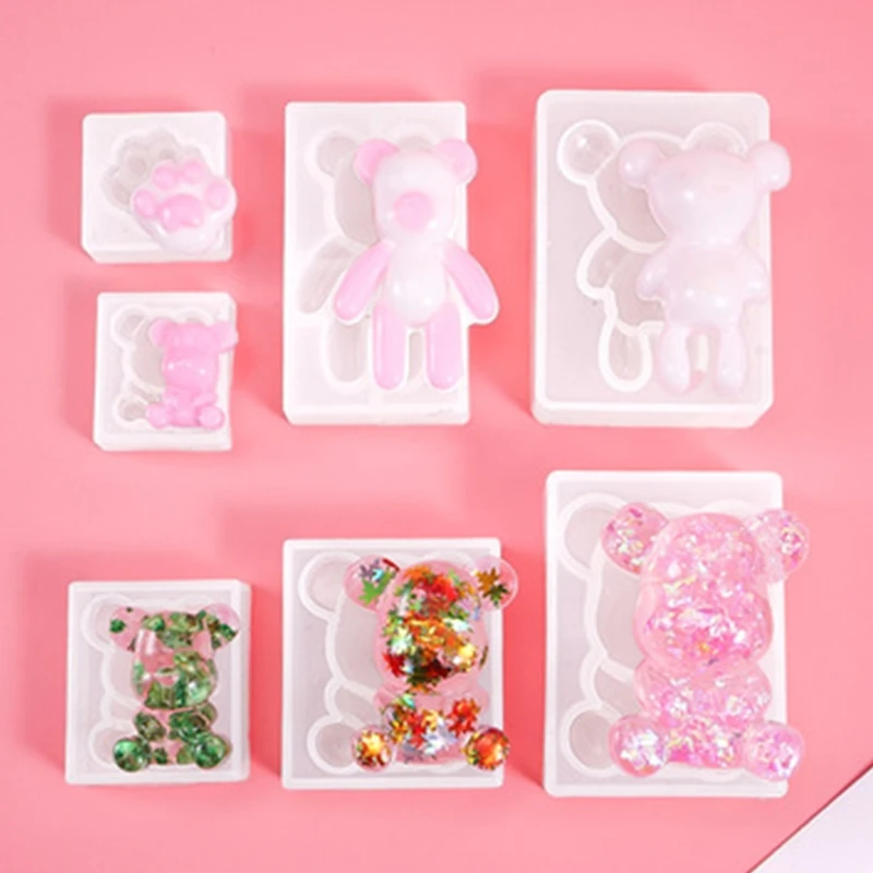 

7 Pcs/Set Keychain Crystal Epoxy Resin Mold Pendant Silicone Mould M17