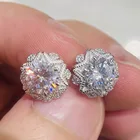 Классические серьги из стерлингового серебра 925 пробы в виде снежинки для женщиндевушек, искусственный Муассанит, рождественские подарки, ювелирные изделия