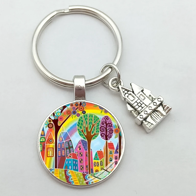 Брелок для ключей с новым домом красивый дом под звездным небом кольцо
