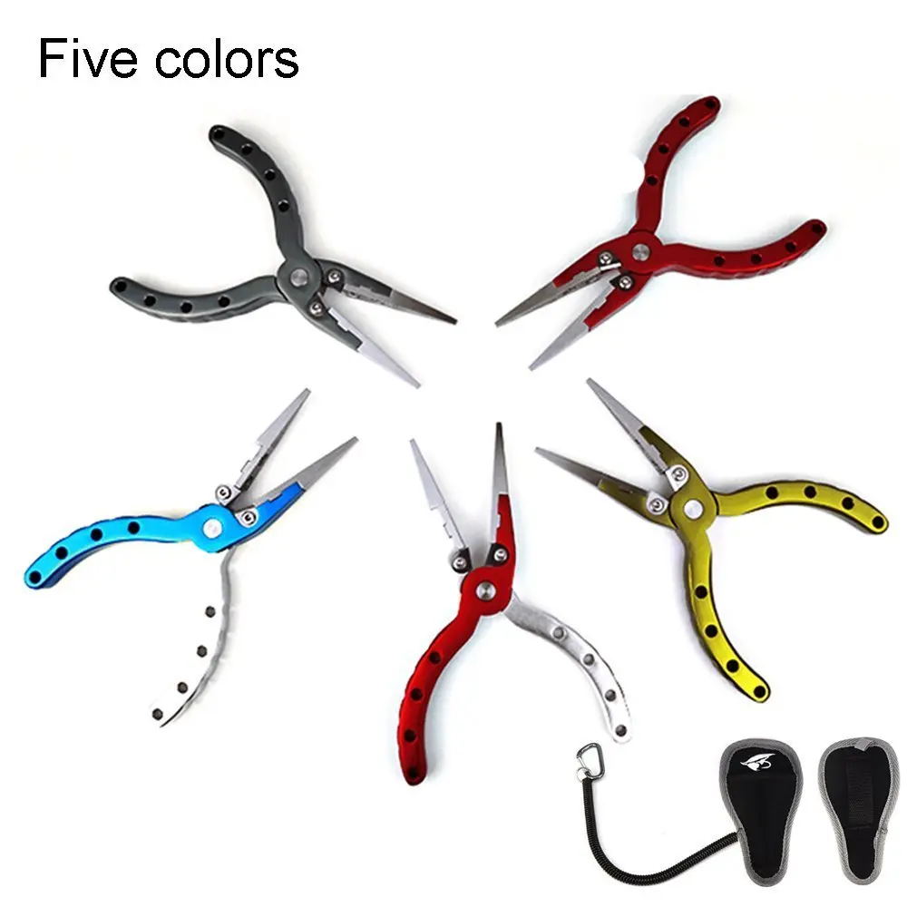 

Aventik Top quality 5 inch Aluminum Fishing Pliers with Sheath and Lanyard 5 Colors Choice for Both Saltwater L