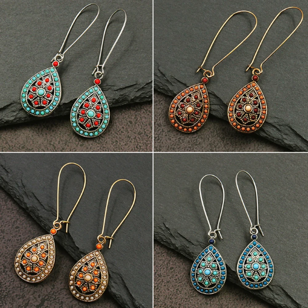 Женские винтажные серьги капельки Boho этнические висячие с бусинами в индийском