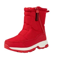 2021 men and women winter red boots snow proof and anti skid middle tube with cotton thickened warm and anti skid snow boots