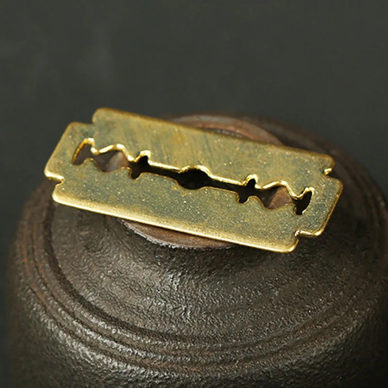 Брелок ручной работы из латуни для мужчин металлический медный брелок бритвы