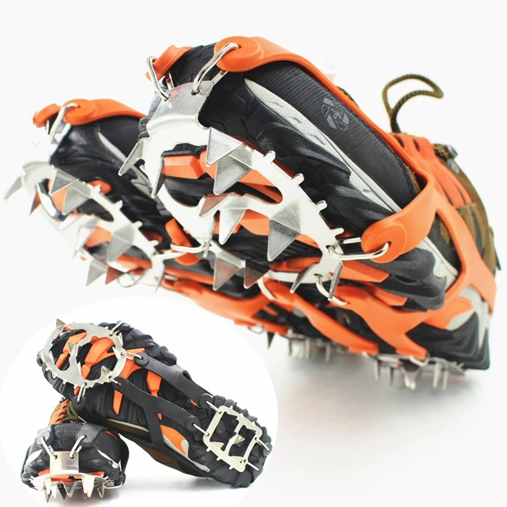 

18 Teeth Climbing Crampons for outdoor winter Walk Ice Fishing Snow Shoes Antiskid Shoes Manganese Steel Shoe Covers