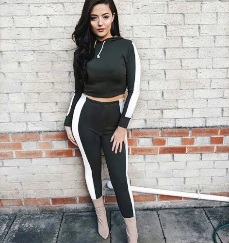 Весна 2020 черный женский костюм комплект из двух предметов Короткий полосатый топ