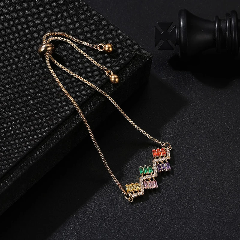 

CUTEECO 2019 New Tennis Bracelets For Women Gold Color AAA CZ Zircon Adjustable Chain Bracelet Fashion Jewelry Wristband