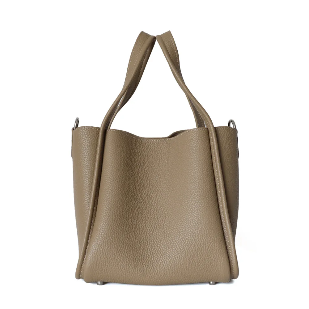 

100% Genuine Leather Women Shoulder Bags Female Soft Handbags High Quality Ladies Classic Tote Bag 2021 New Arrvial Bucket Bag