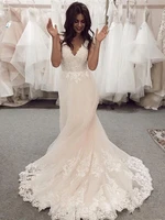 fashion african plus size wedding dresses sweep train v neck sleeveless backless lace appliques wedding gowns