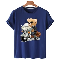 100 cotton sunglasses motorcycle bear o neck loose short sleeved t shirt women summer short sleeved plus size t shirt unisex