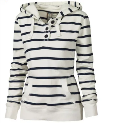 

2021 Autumn Women New Fashion Slim Striped Hooded Tops Hoodies Sweatshirt