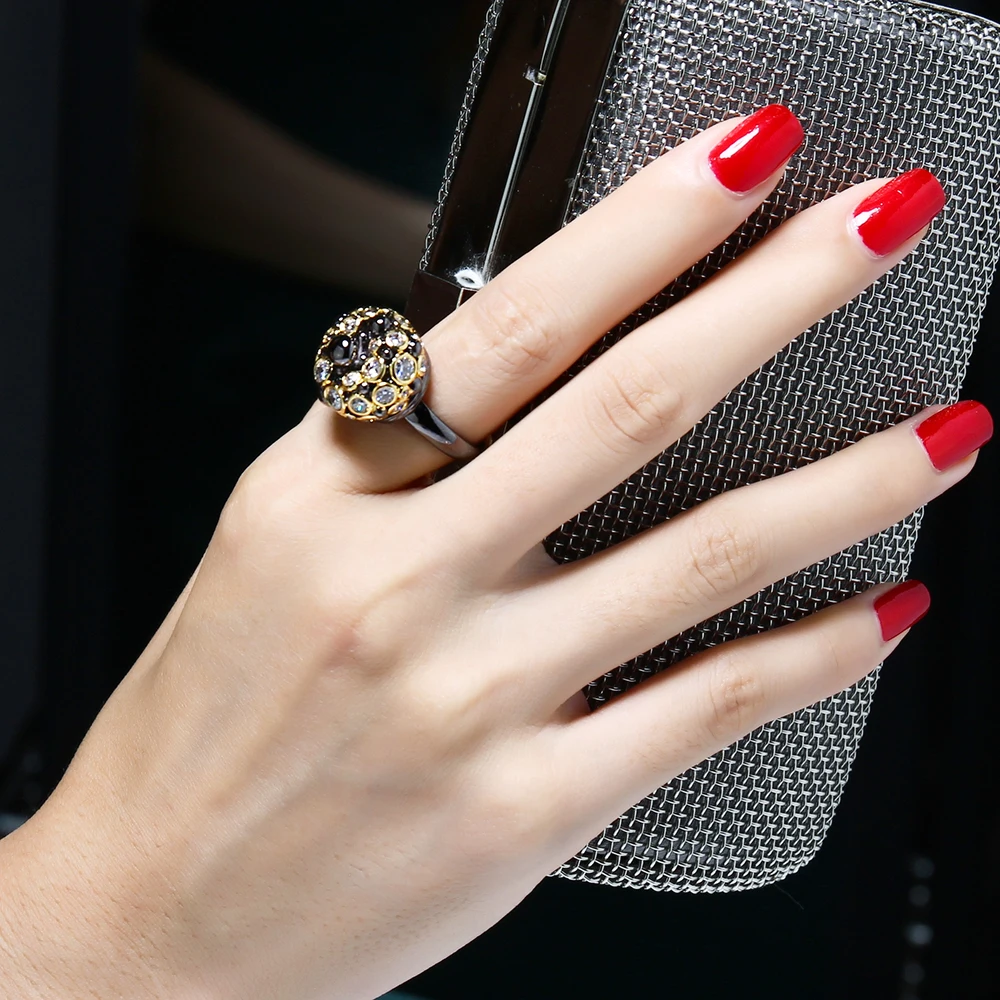 Новые металлические коктейльные кольца уникального дизайна черные ювелирные