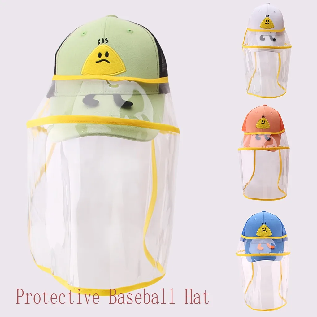 

LONSANT Kids Protective hat cartoon Anti-Fog Fisherman Sun baseball cap Removable Dustproof Cover Boys Girls Hats Drop ship 2020