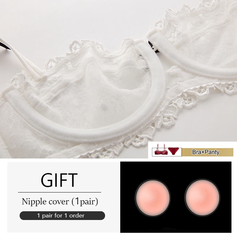 Комплект женского прозрачного нижнего белья из бюстгальтера и трусов