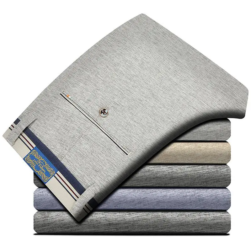 

New Fashion Casual Spring Elastic Suit Pants Men Business Pants Midlife Pants Stylish Men's Jogger Grey Purple Trousers Male