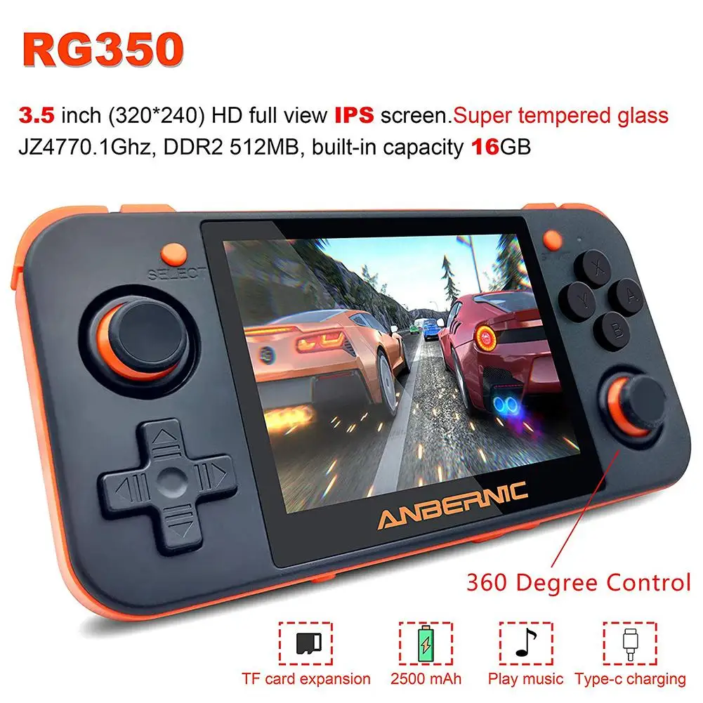 

RG350 Ретро ручной 3,5 дюймовый IPS экран 64Bit перезаряжаемая игровая консоль для видео
