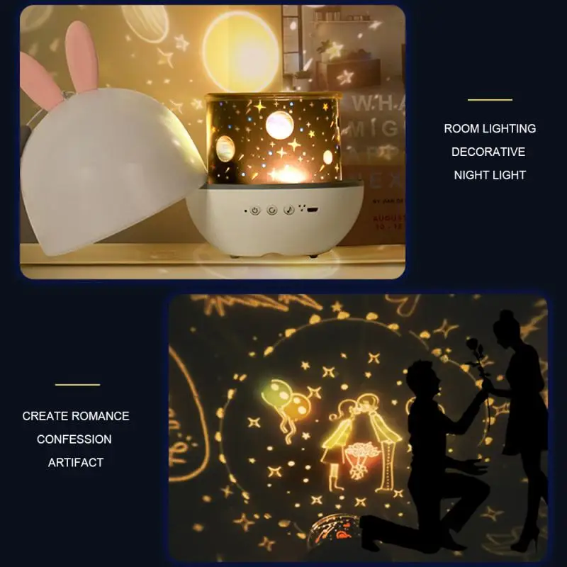 Bluetooth Night Light Remote USB Projection Lamp Led Charging Rotating Atmosphere Control |