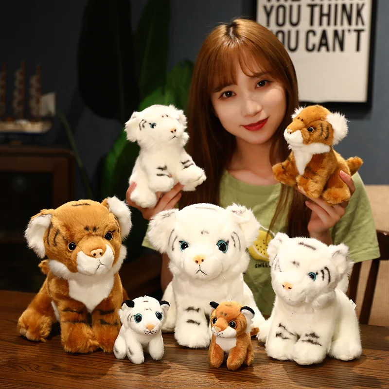 

New Real Life Cute Tiger Plush Pendant Toys Stuffed Forest Animal Doll Key Chains Room Decor Kids Children Cartoon Birthday Gift