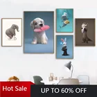 Самоклеящаяся Картина на холсте, настенная наклейка, слон, собака, кролик, дельфин, Выдра, скандинавские постеры, картины, украшение для детской комнаты