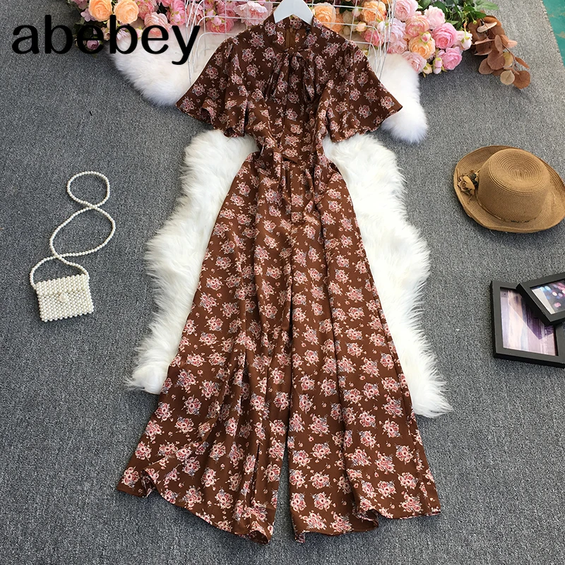 Женский комбинезон с широкими штанинами повседневный плиссированный V-образным