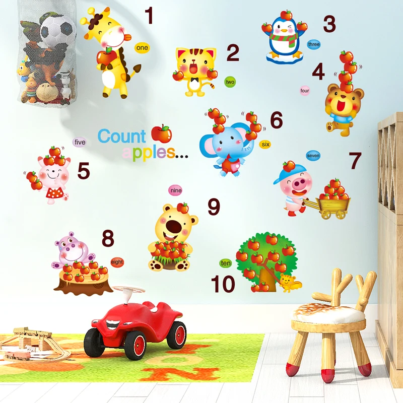 Яблоки номера Наклейка на стену DIY настенные наклейки с животными для детей