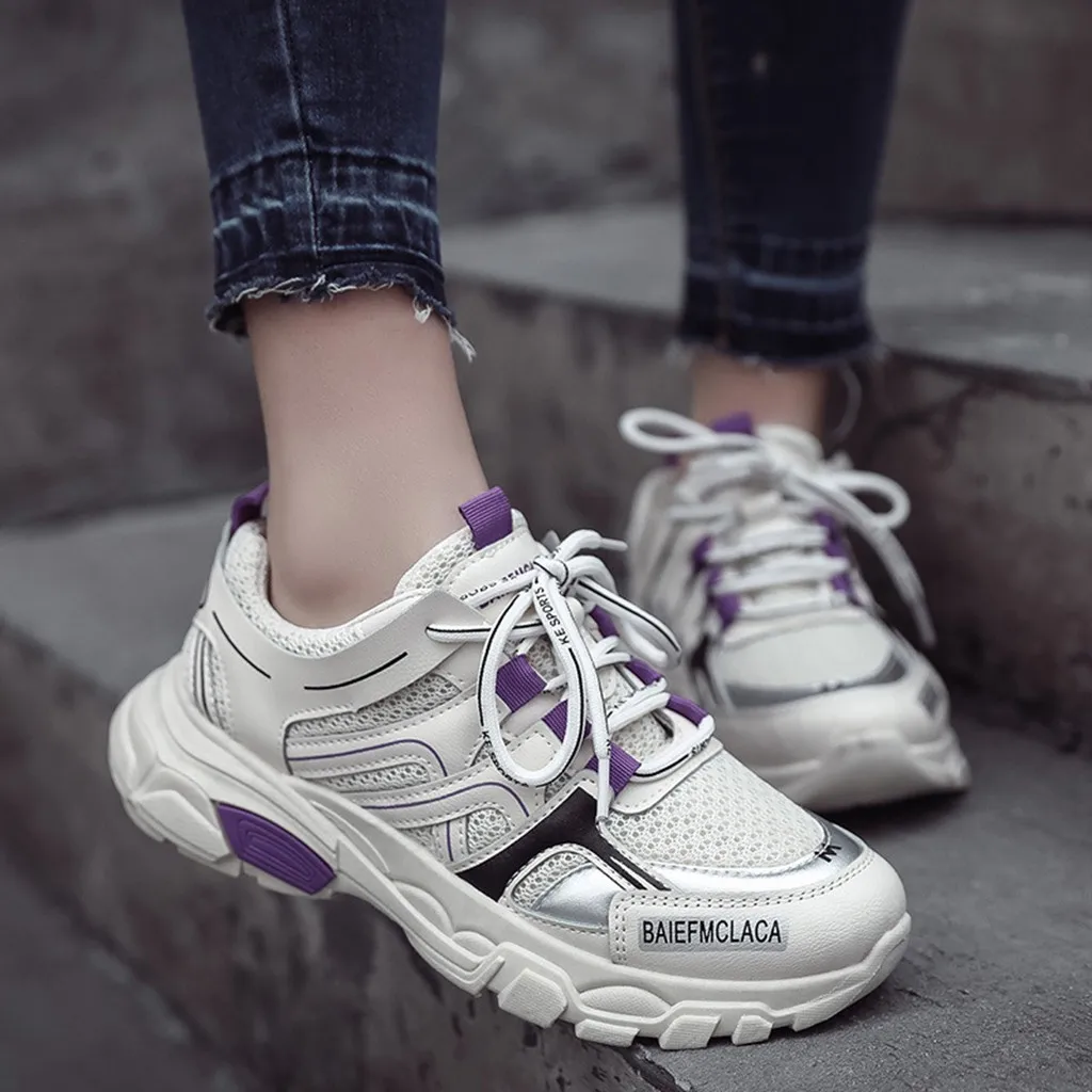SAGACE New Platform Sneakers Shoes Harajuku Casual Woman Breathable Colorblock Comfort Ladies Plus Size 35-40 | Обувь