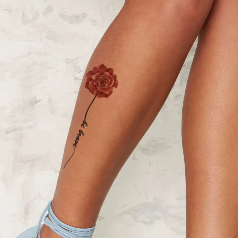 

Красная роза Водонепроницаемый временная татуировка стикер черный Engish письма поддельные татуировки флэш-тату руки и ноги груди для боди-ар...