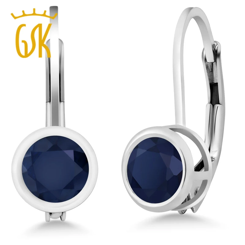 GemStoneKing 0 72 Ct круглые натуральные синие сапфировые ювелирные изделия 925 пробы