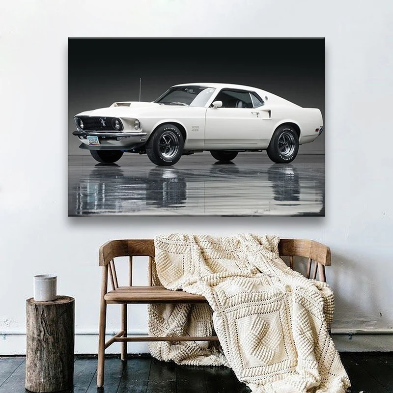 

Classic Car 1969 Ford Mustang Boss 429 Wall Art Posters Prints Decorative Picture Canvas Painting for Living Room Decor Unframed