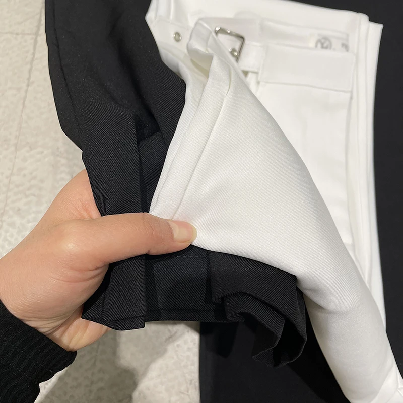 

TWOTWINSTYLE Casual White Pant For Women High Waist Hollow Out Full Length Korean Straight Pants Female Spring Fashion 2021 Tide