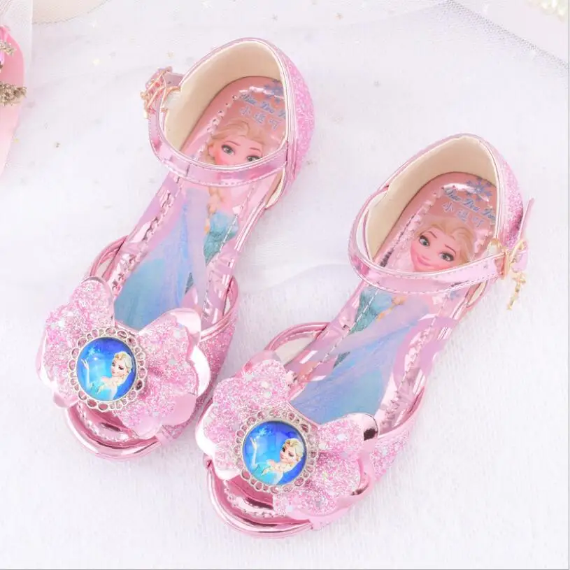 Детские свадебные туфли для девочек детские принцессы Эльзы фиолетовые розовые