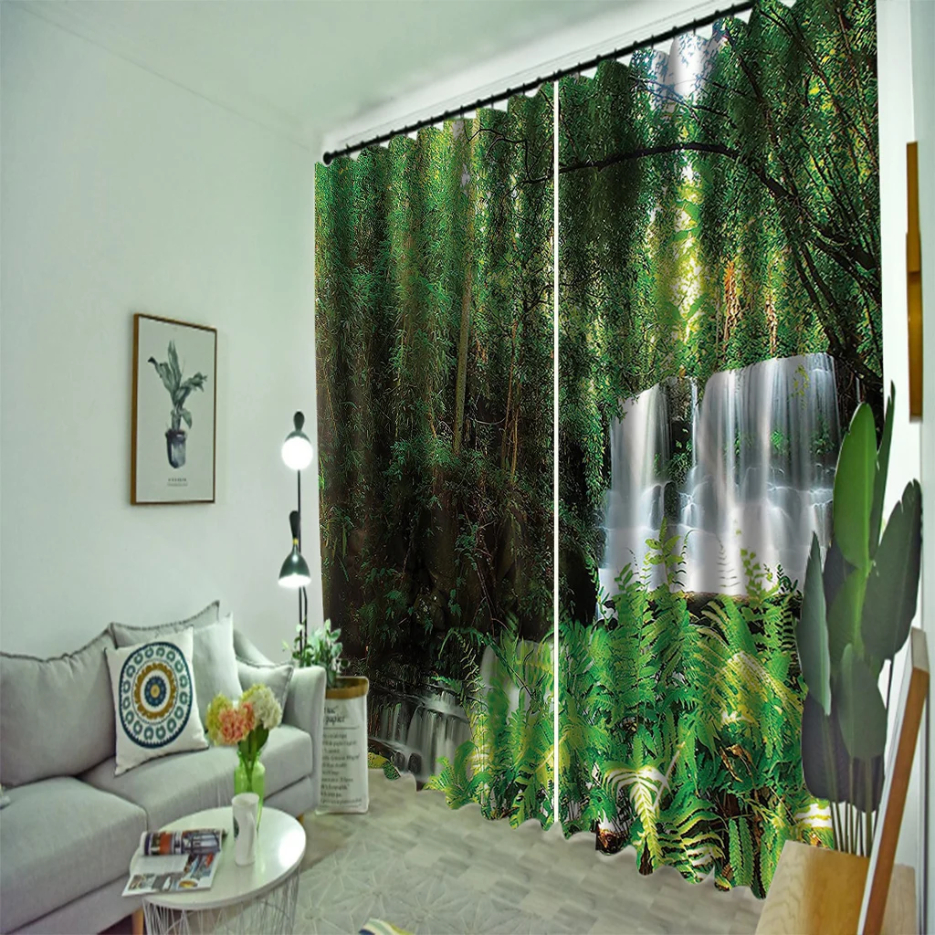 

Красивые модные индивидуальные 3D шторы с зеленым пейзажем, занавески 3D на окна для гостиной, спальни