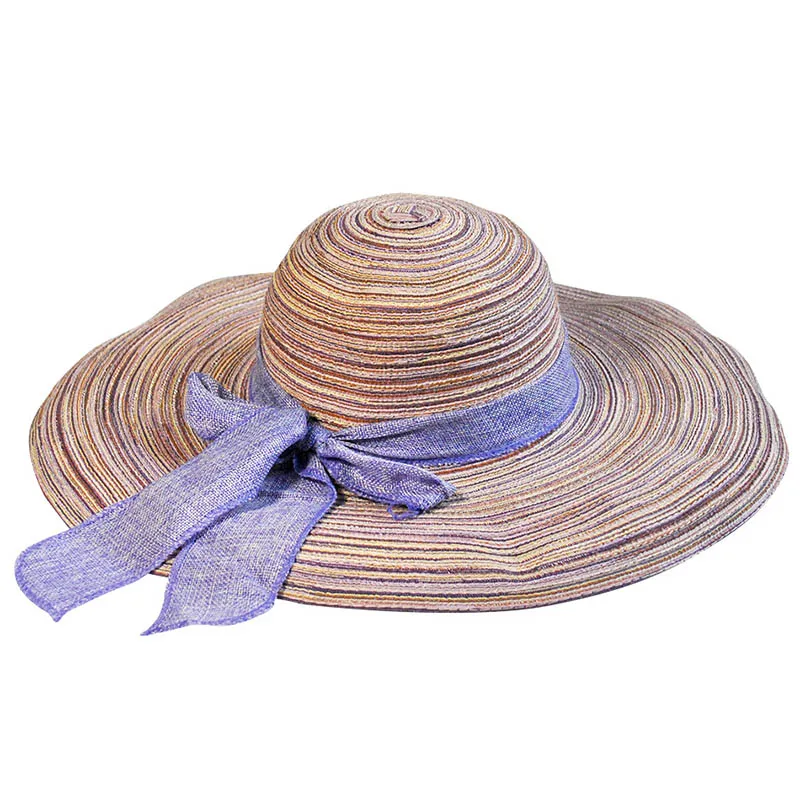 Складная женская соломенная шляпа в Корейском стиле с широкими полями и бантиком