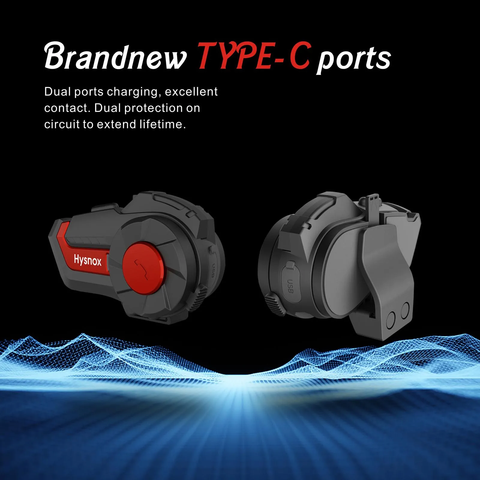Hysnox HY-01 Motorcycle BT Intercom Helmet Headset 1000M Hands-free Interphone IP66 Waterproof 2 Riders Full Duplex FM Radio | Электроника