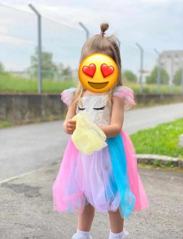 2020 платье для девочек Радужное с рукавами-лепестками и блестками милое принцессы